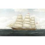 Frederik Tudgay (British, 1841-1921) The Norwegian ship De Mezger en route to the Netherlands