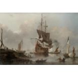 Peter Monamy (London 1681-1749) The venerable HMS Eagle making ready to sail from her offshore an...