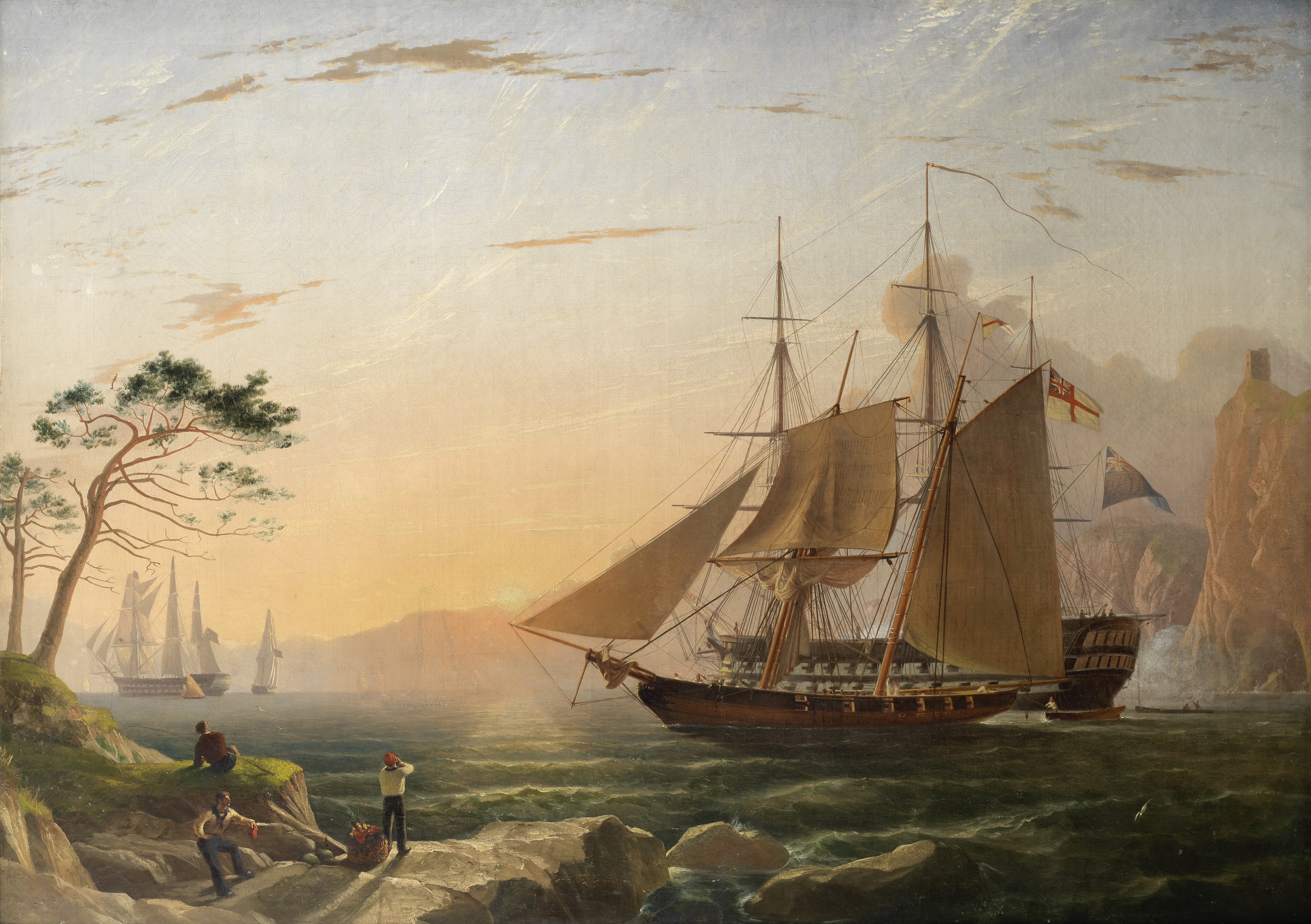 Charles Henry Seaforth (British, 1801-died after 1859) The King's ships getting underway in Medit...