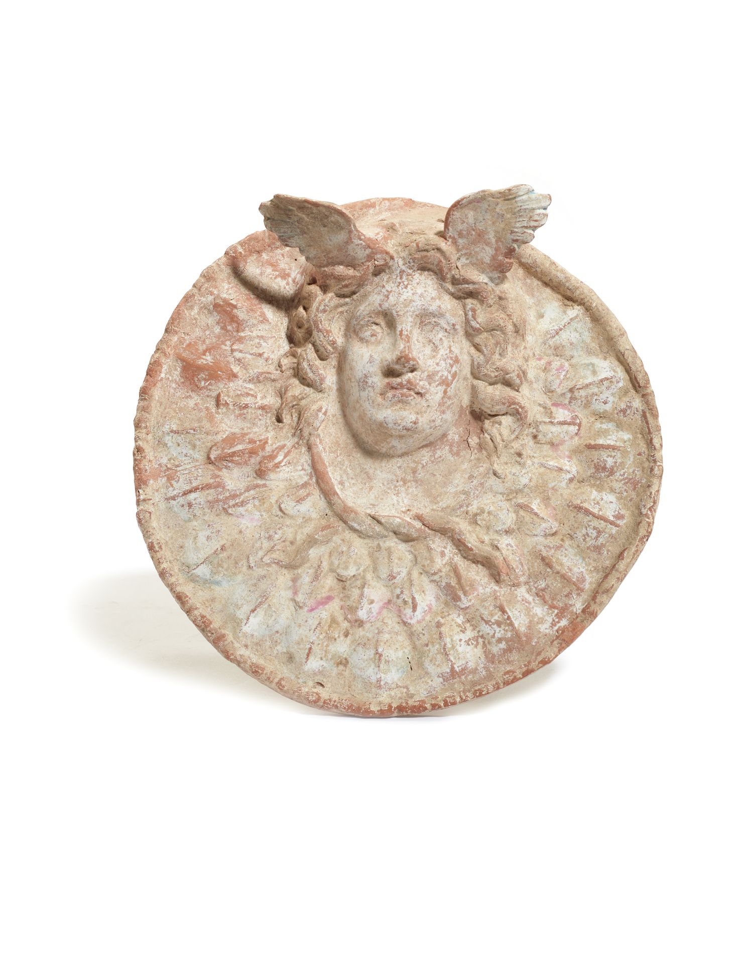 APPLIQU&#201; REPR&#201;SENTANT MEDUSA, TERRE CUITE, MAGNA GRAECIA, CANOSSA, CIRCA IIIE-IIE S. AV...