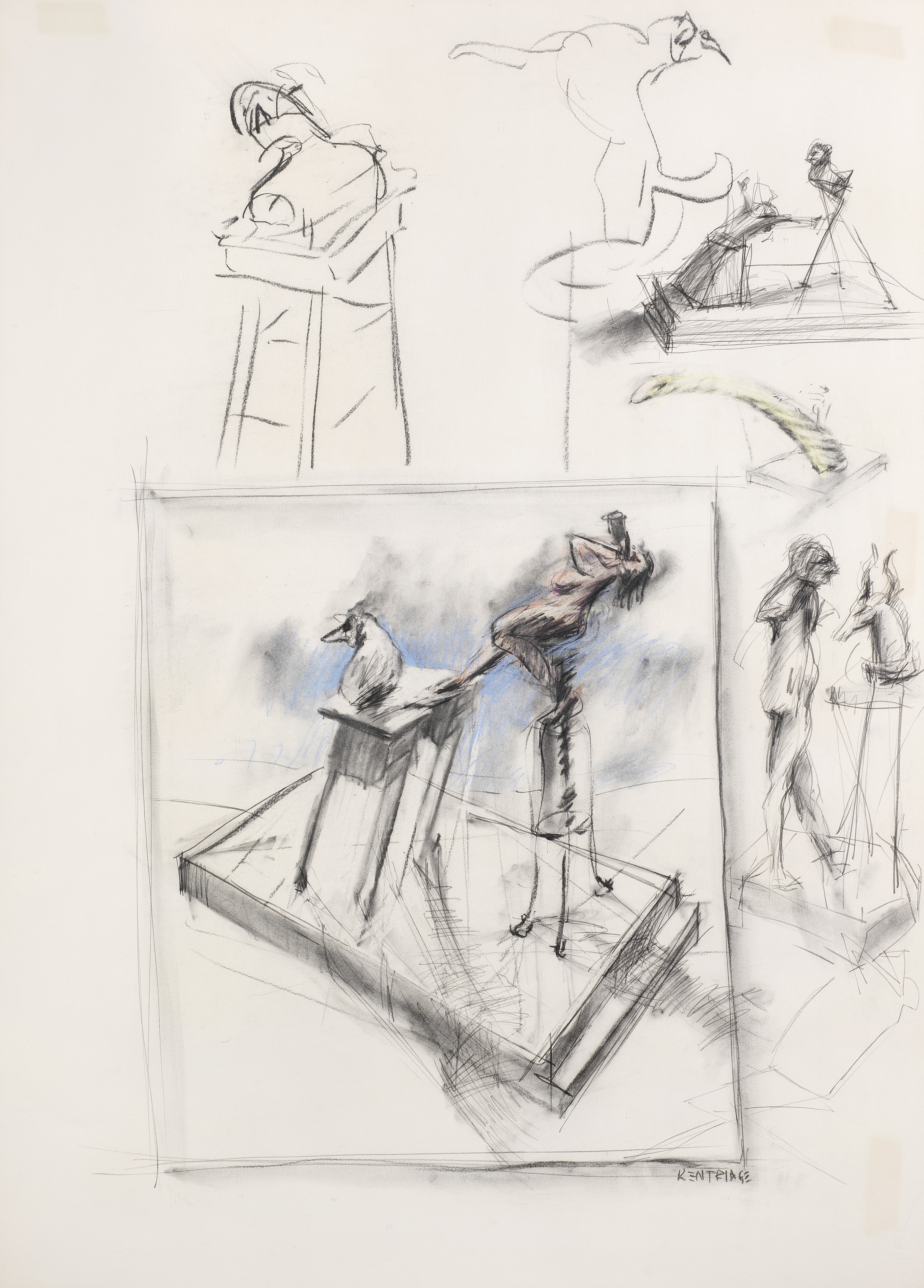 William Joseph Kentridge (South African, born 1955) Studies for sculpture sheet size: 100 x 70.5c...