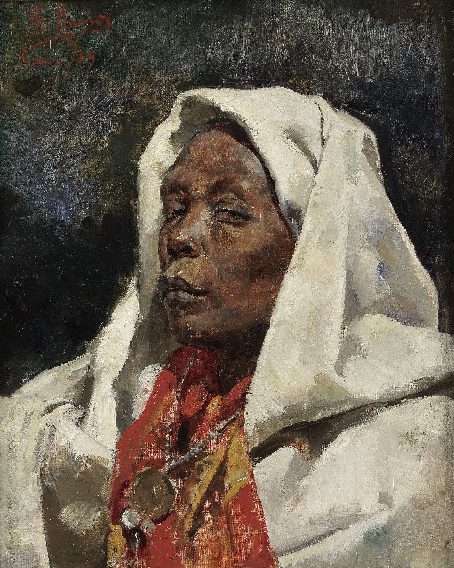 Tom&#225;s Mu&#241;oz Lucena (Spanish, 1860-1943) Portrait of an Arab lady