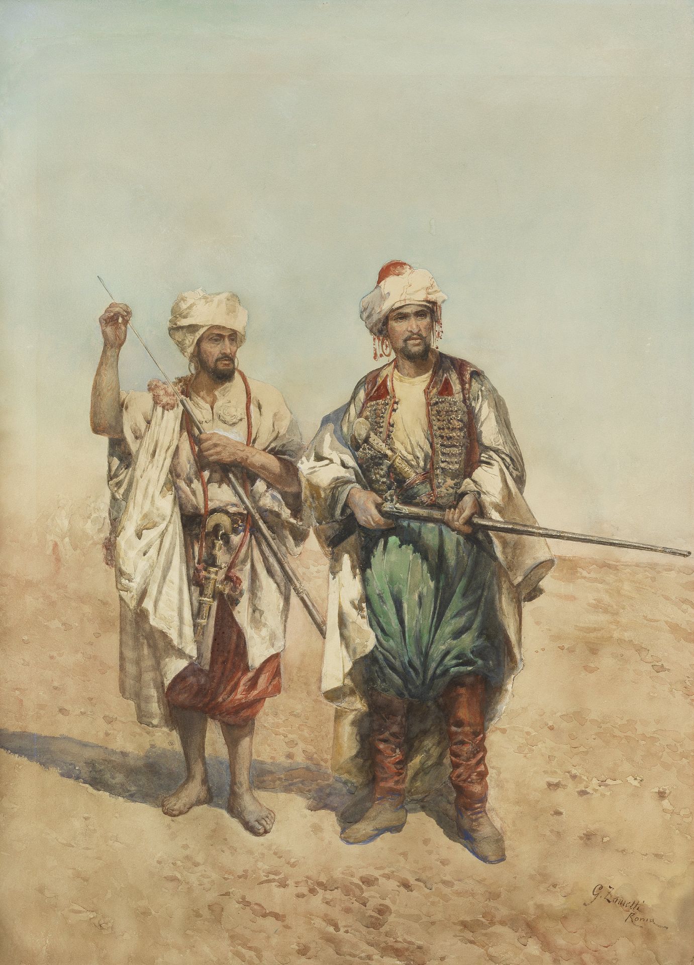 G. Zametti (Italian, 19th Century) Arab guards with rifles