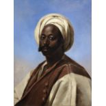 Eug&#232;ne Verboeckhoven (Belgian, 1799-1881) Portrait of a man in a white turban