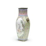 A FINE AND RARE PAINTED ENAMEL AND GILT-BRONZE SQUARE VASE Qianlong (2)