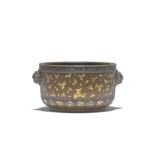 A FINE GOLD-SPLASHED BRONZE INCENSE BURNER, GUI Xuande six-character mark, 17th century