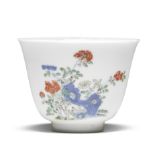 A RARE FAMILLE VERTE 'PEONY BLOSSOM' MONTH CUP Kangxi six-character mark and of the period