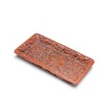 A RARE CINNABAR LACQUER CARVED 'DRAGON' TRAY 16th/17th century