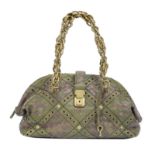 A GREEN AND PURPLE INTRECCIATO BOWLING BAG Bottega Veneta (includes a key)