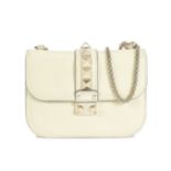 A CREAM ROCKSTUD SMALL CHAIN CROSSBODY BAG Valentino