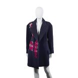 A NAVY EMBROIDERED WOOL COAT Dries Van Noten