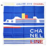 A BLUE, RED, WHITE AND YELLOW CRUISE LINER SCARF Chanel, Cruise 2019