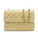 A BEIGE CALFSKIN WILD STITCH JUMBO SINGLE FLAP BAG Chanel, 2002-03 (includes serial sticker and a...