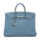 A BLEU JEAN TOGO LEATHER BIRKIN 40 Herm&#232;s, 2012 (includes padlock, keys, cloche and dust bag )