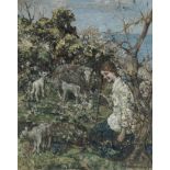 Edward Atkinson Hornel (British, 1864-1933) The Shepherdess 61 x 50.8 cm. (24 x 20 in.)