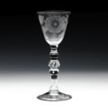 A Jacobite light baluster wine glass Circa 1750