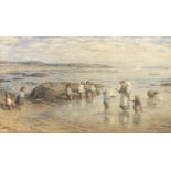 Hugh Cameron, RSA RSW ROI (British, 1835-1918) Children playing on the sea shore 61.5 x 104 cm. (...