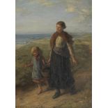 Hugh Cameron, RSA RSW ROI (British, 1835-1918) Mother and child on a coastal path