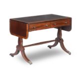 A late Victorian mahogany and crossbanded sofa table