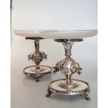 A Victorian Electroplated three piece centrepiece set (3)
