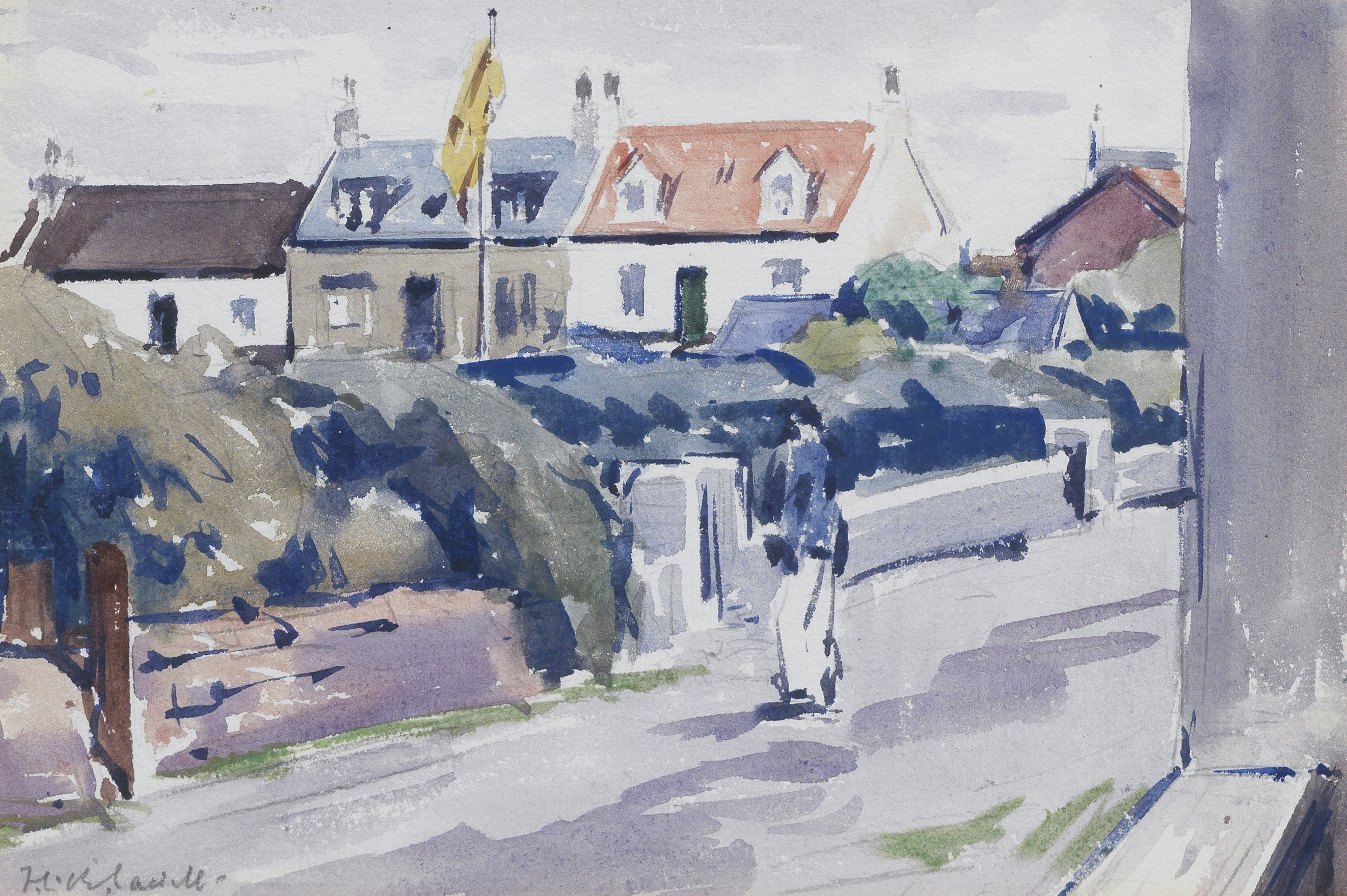 Francis Campbell Boileau Cadell RSA RSW (British, 1883-1937) Village street 17 x 24.7 cm. (6 11/1...