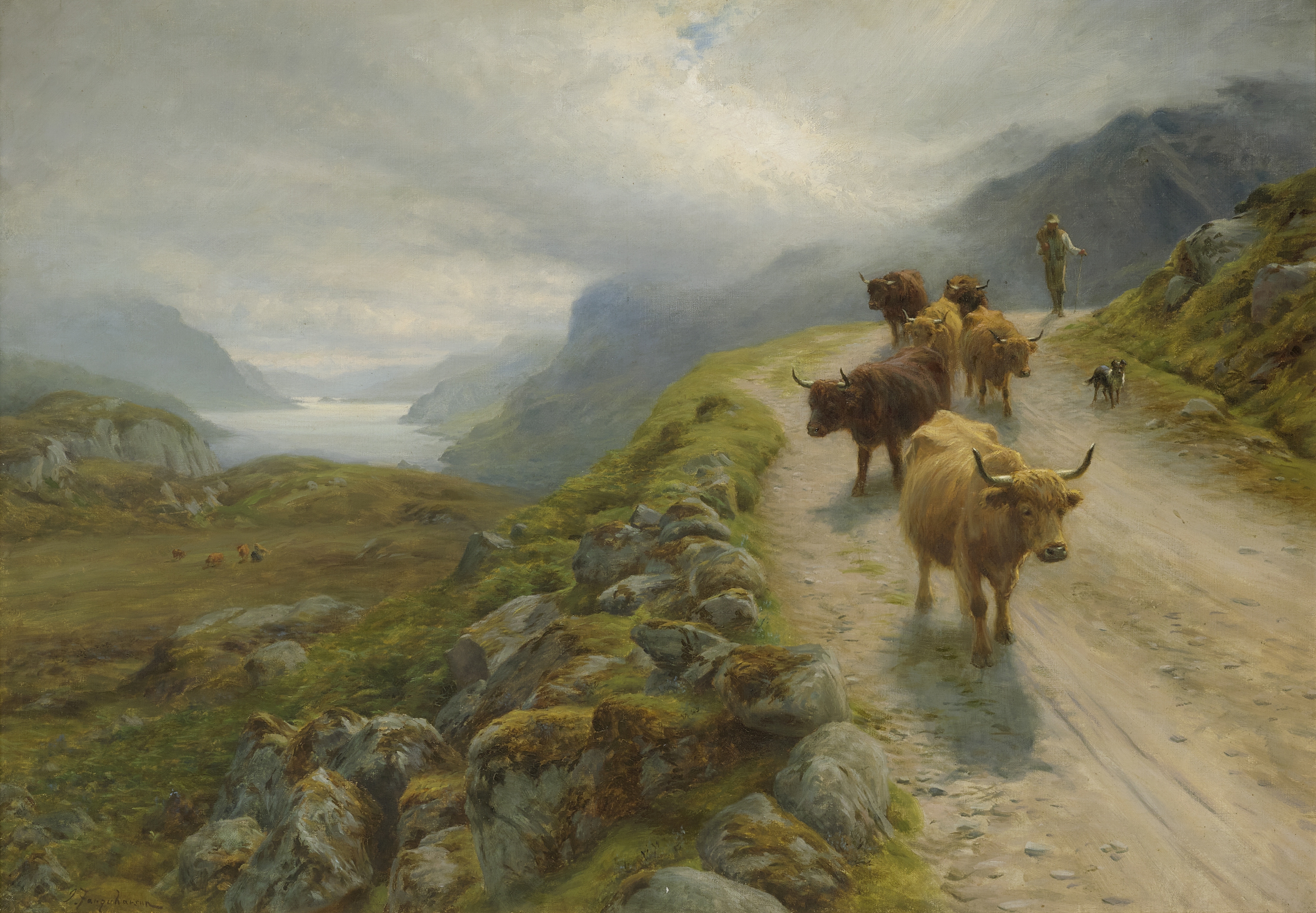 Joseph Farquharson RA (British, 1846-1935) To Valley Pastures, Loch Maree 71.1 x 101.6 cm. (28 x ...