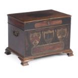 A RARE SCOTTISH GEORGE III PAINTED MAHOGANY MONEY CHEST, DATED 15TH JULY 1768