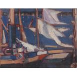 John Duncan Fergusson RBA (British, 1874-1961) Boats at Royan 27 x 34.6 cm. (10 5/8 x 13 5/8 in.)