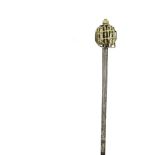 A RARE OFFICER'S BRASS BASKET-HILTED SWORD