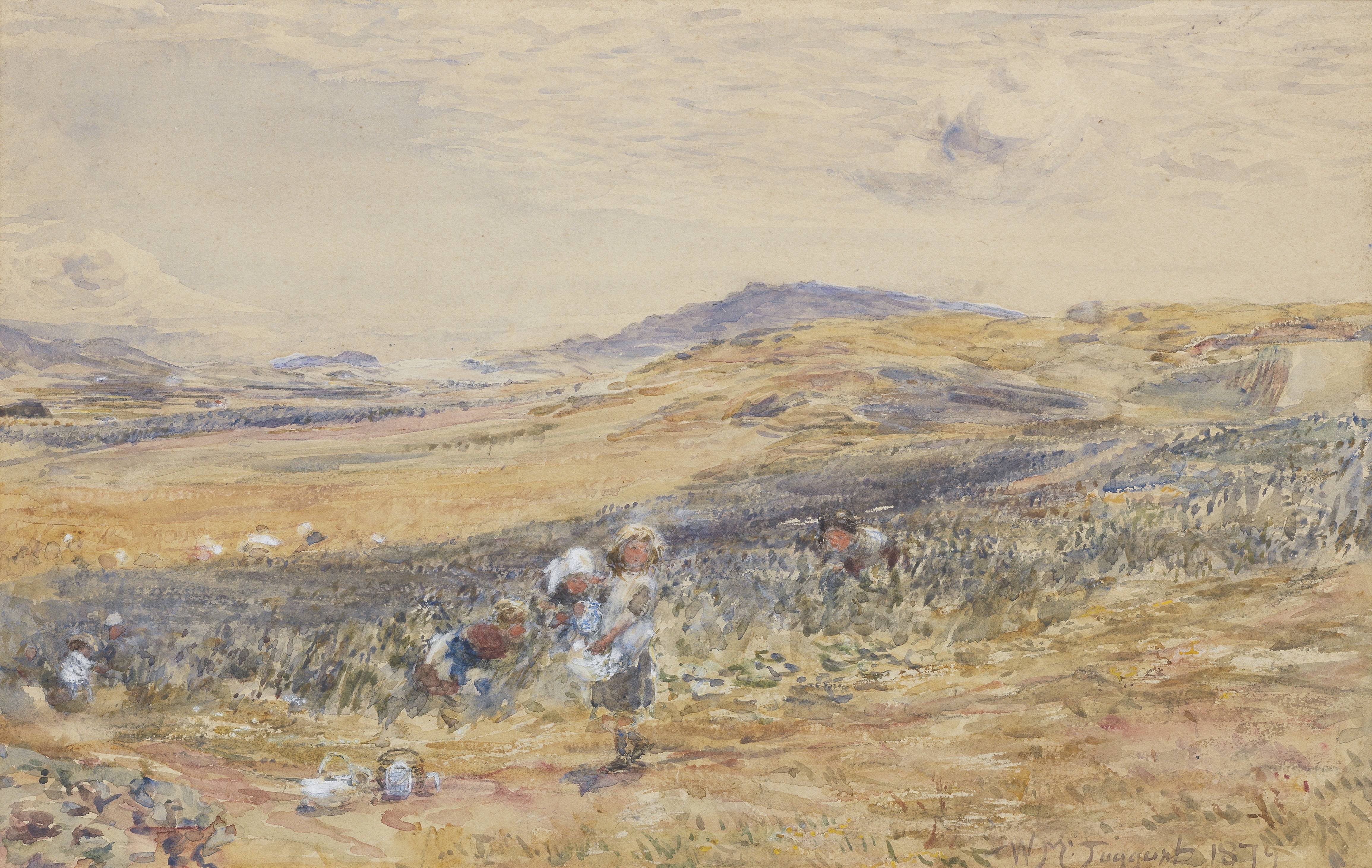 William McTaggart RSA RSW (British, 1835-1910) Bean Field at Cambletown 34.5 x 52 cm. (13 9/16 x ...