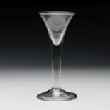 A Jacobite engraved wine glass Circa 1750