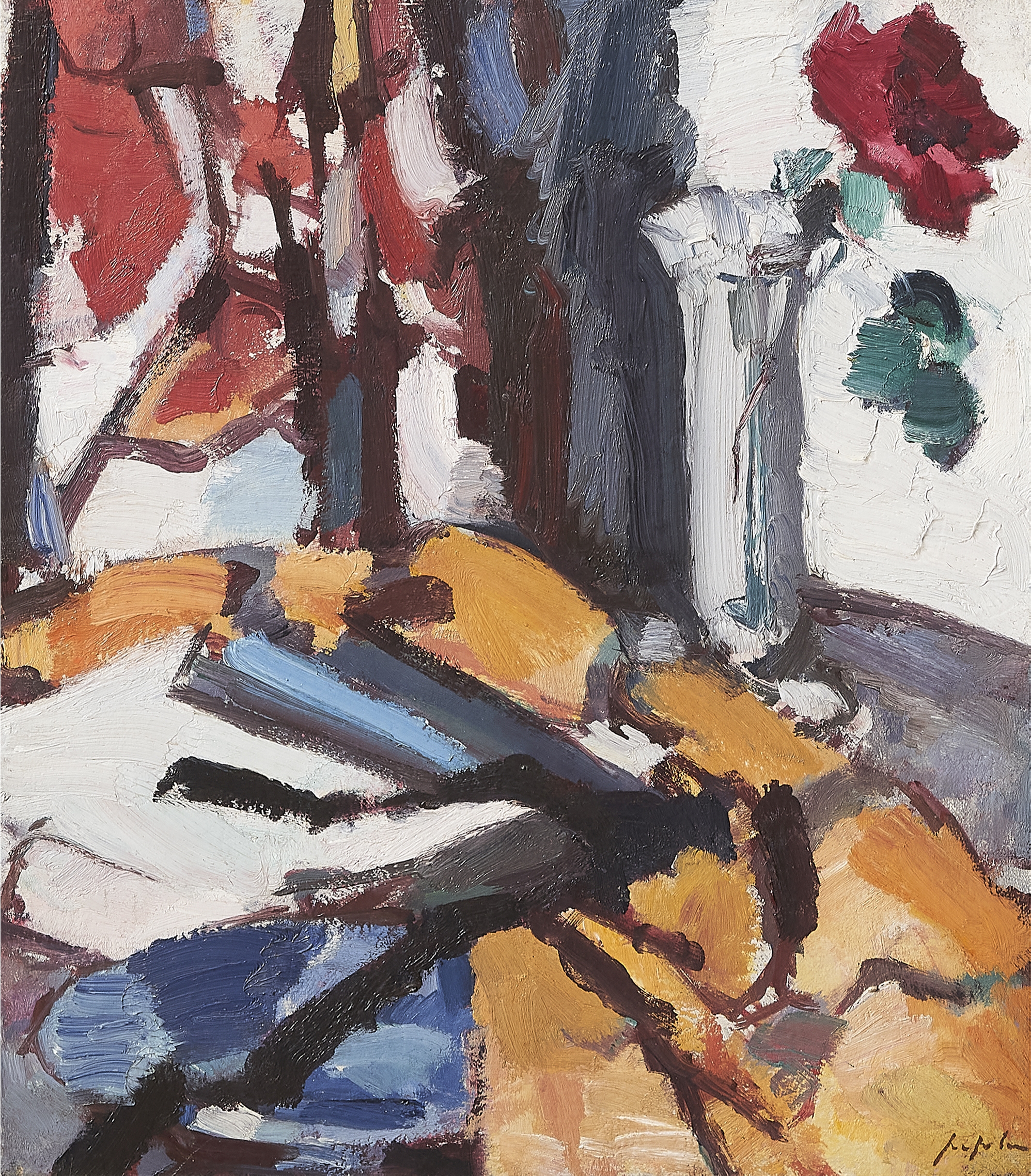 Samuel John Peploe RSA (British, 1871-1935) Red Rose, 1931 46.2 x 40.7 cm. (18 3/16 x 16 in.) (St...