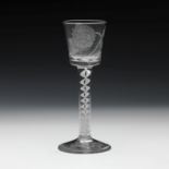 An unusual Jacobite opaque twist wine glass Circa 1760