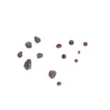 A collection of Scottish garnets, unmounted together with crystal specimen