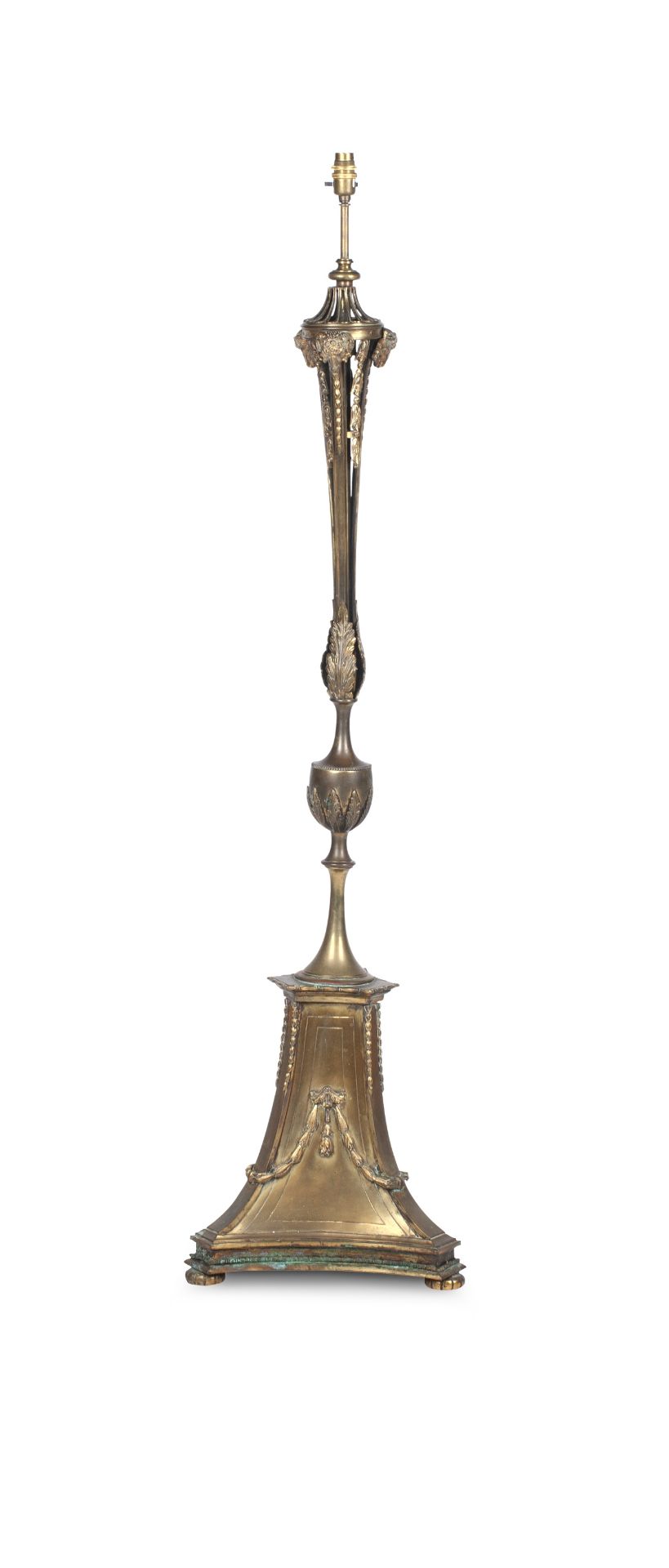 A Late Victorian Neoclassical Brass Standard Lamp