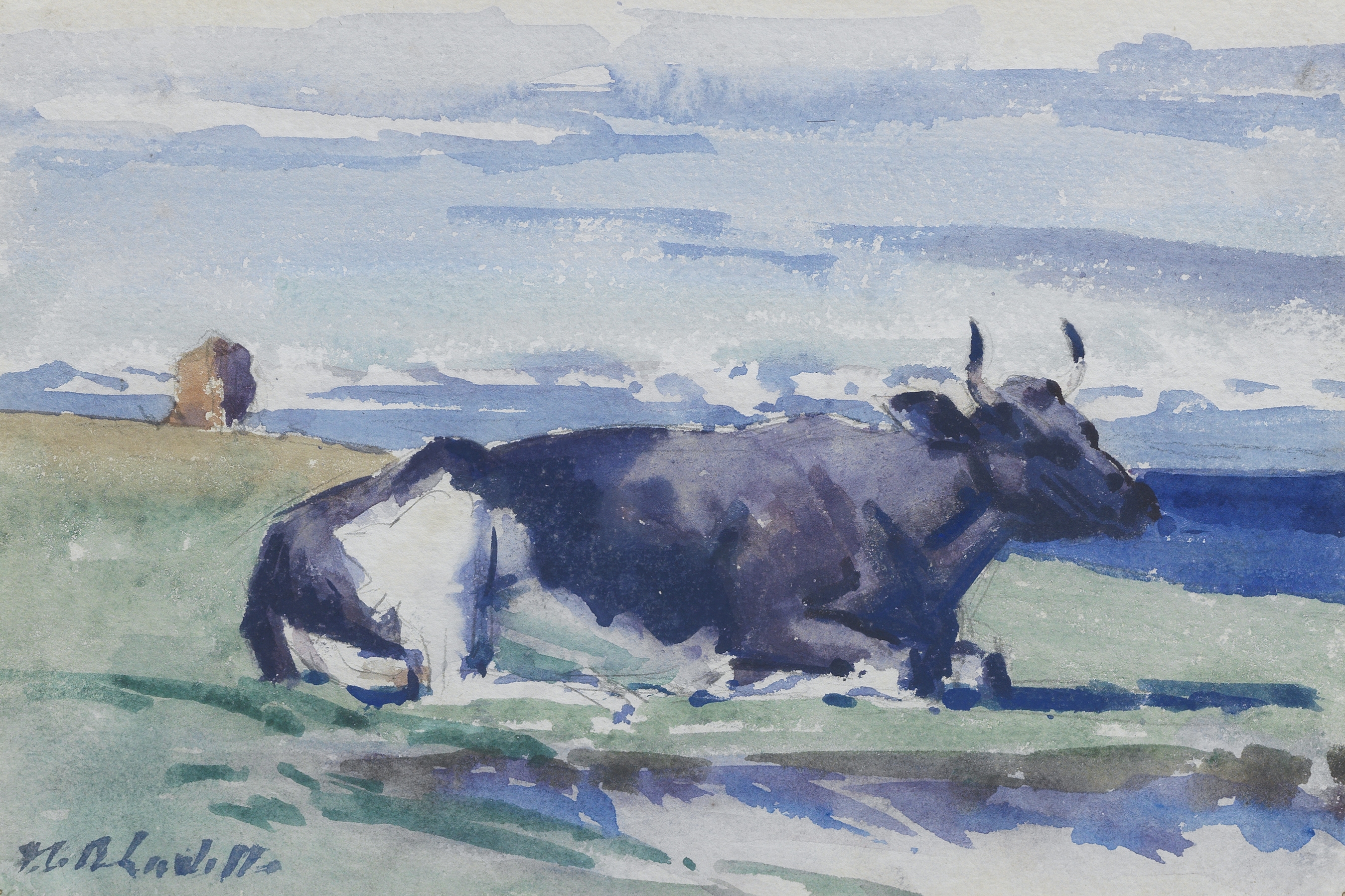 Francis Campbell Boileau Cadell RSA RSW (British, 1883-1937) Study of a cow 17.5 x 25 cm. (6 7/8 ...