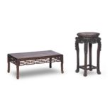A Small Chinese hardwood low table, Late 19th century (2)