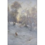 Joseph Farquharson RA (British, 1846-1935) Fox and pheasant in snow 47 x 31 cm. (18 1/2 x 12 3/16...