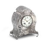 An Late Victorian Silver-Cased Mantel Clock maker's mark WC, London 1899