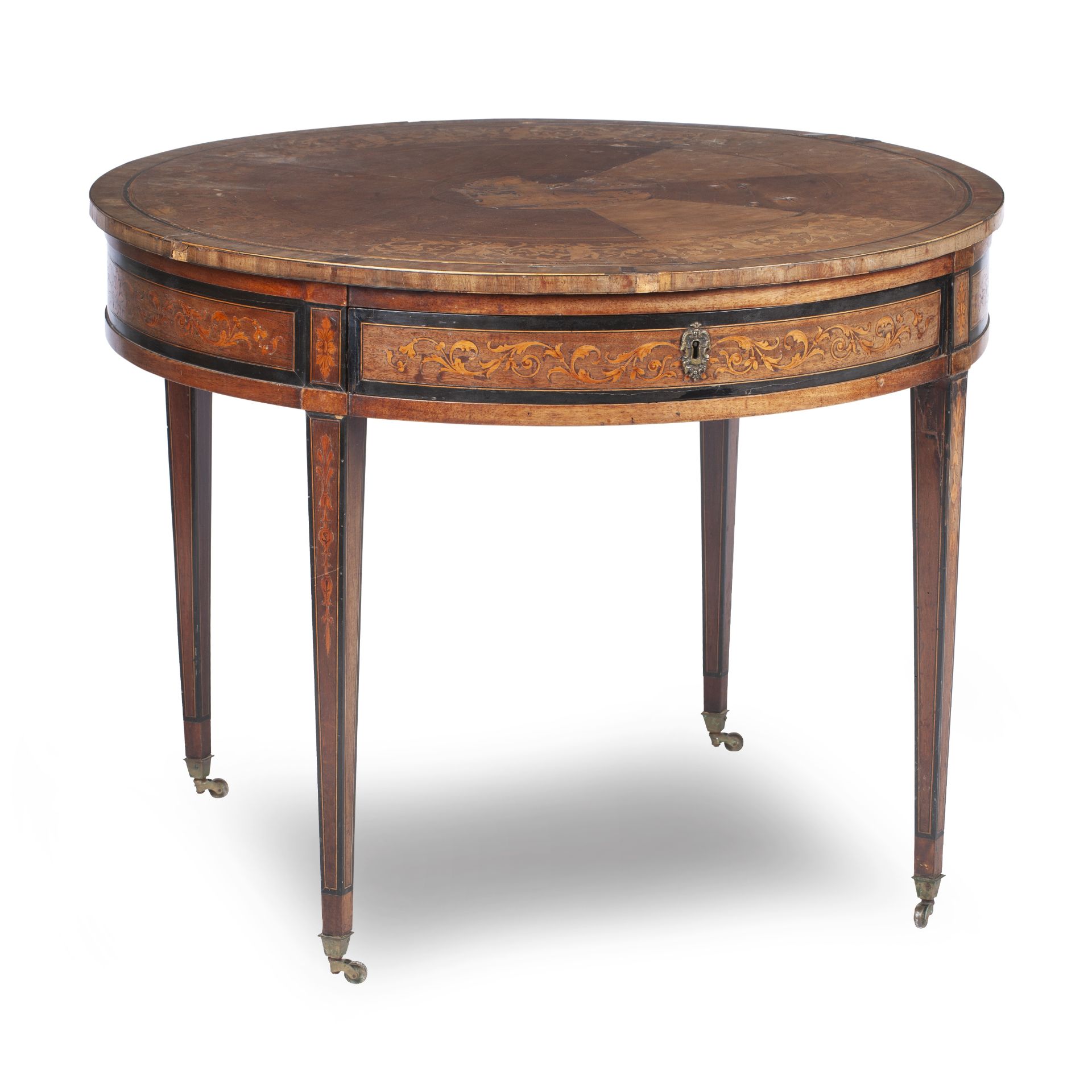 A North European Walnut and Marquetry Centre Table19th century