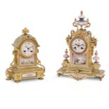 Two late 19th Century French Gilt and Porcelain-Mounted Mantel Clocks 2