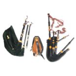 A set blackwood lowland smallpipes, maker Allen G Stark