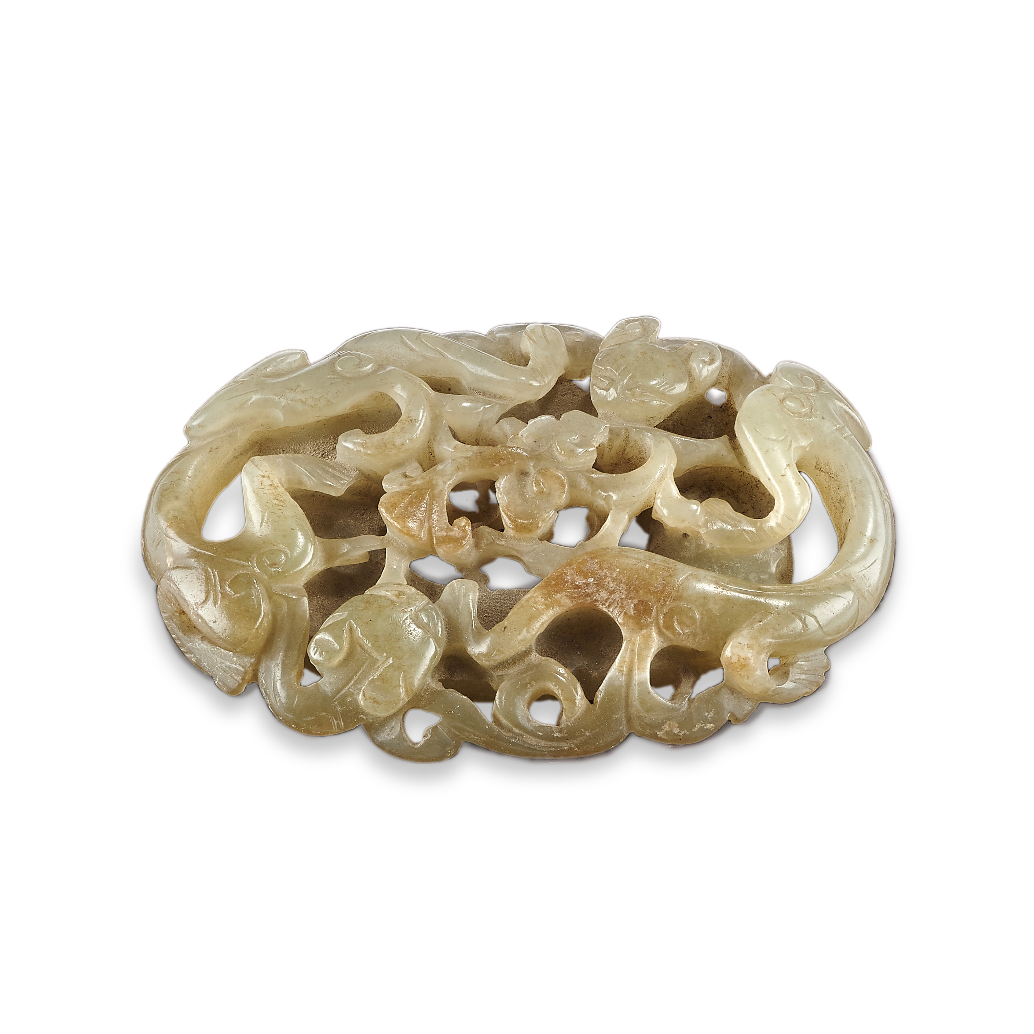 A YELLOW JADE OPENWORK PLAQUE 18th century (1)