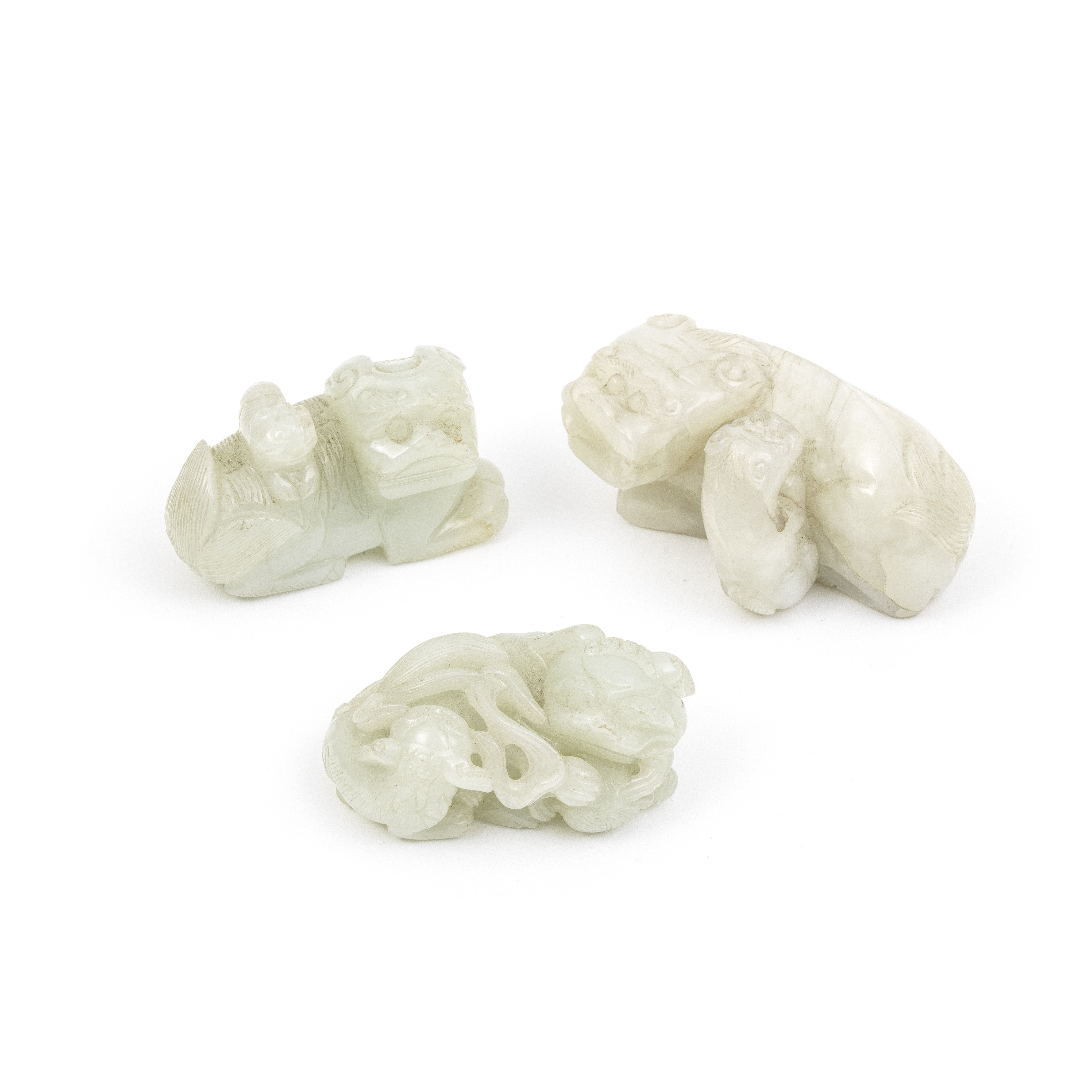 THREE JADE 'BUDDHIST LIONS' GROUPS Qing Dynasty (3)