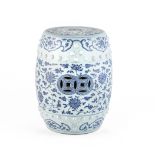 A BLUE AND WHITE 'LOTUS' PORCELAIN GARDEN SEAT Qianlong