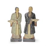 A PAIR OF EXPORT PAINTED CLAY 'NODDING HEAD' FIGURES Early 19th century (2)