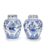 TWO BLUE AND WHITE GINGER JARS AND COVERS Kangxi (4)