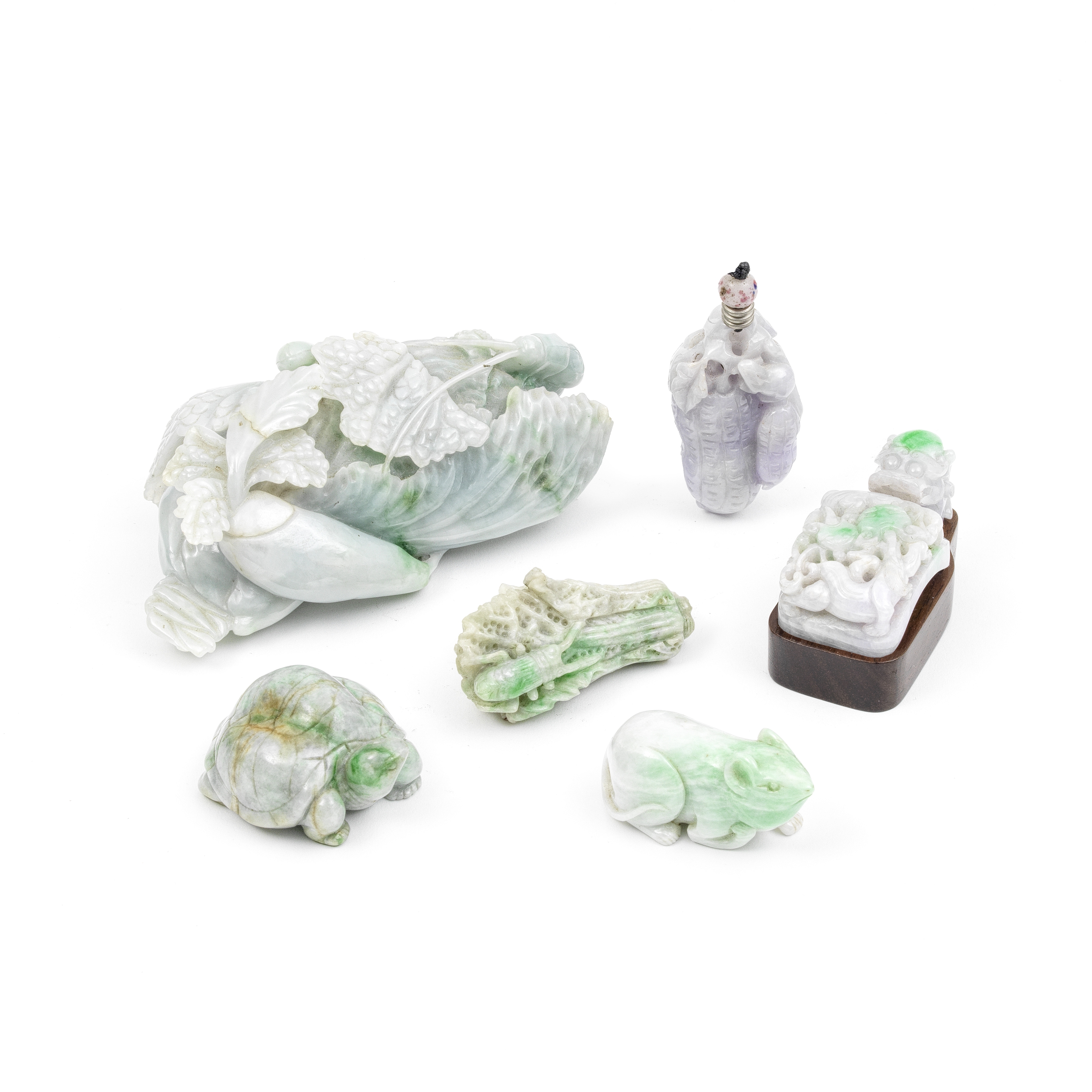 A GROUP OF SIX JADEITE CARVINGS Late Qing Dynasty and later (7)
