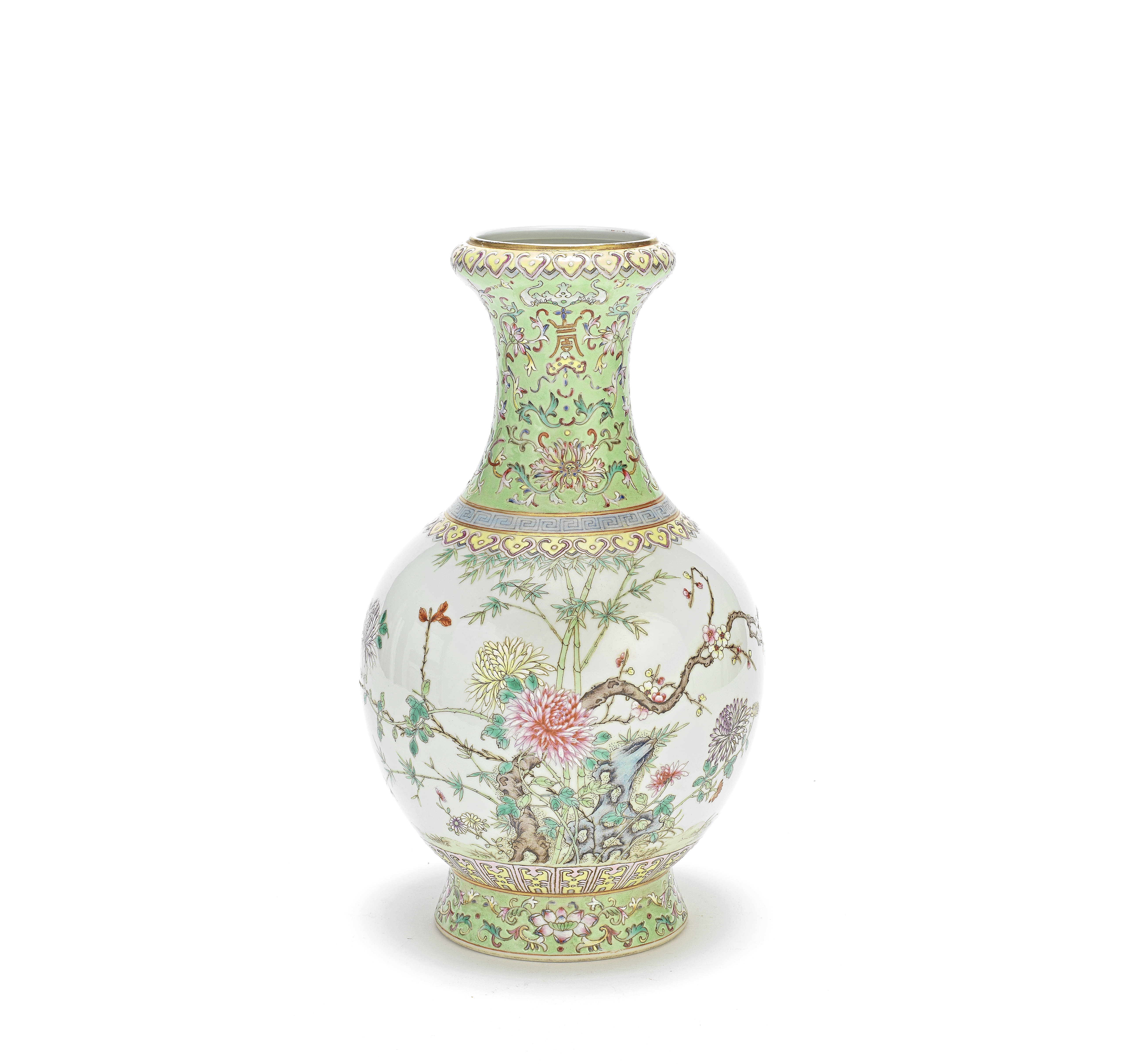 A FAMILLE ROSE BALUSTER VASE Qianlong seal mark, Republic