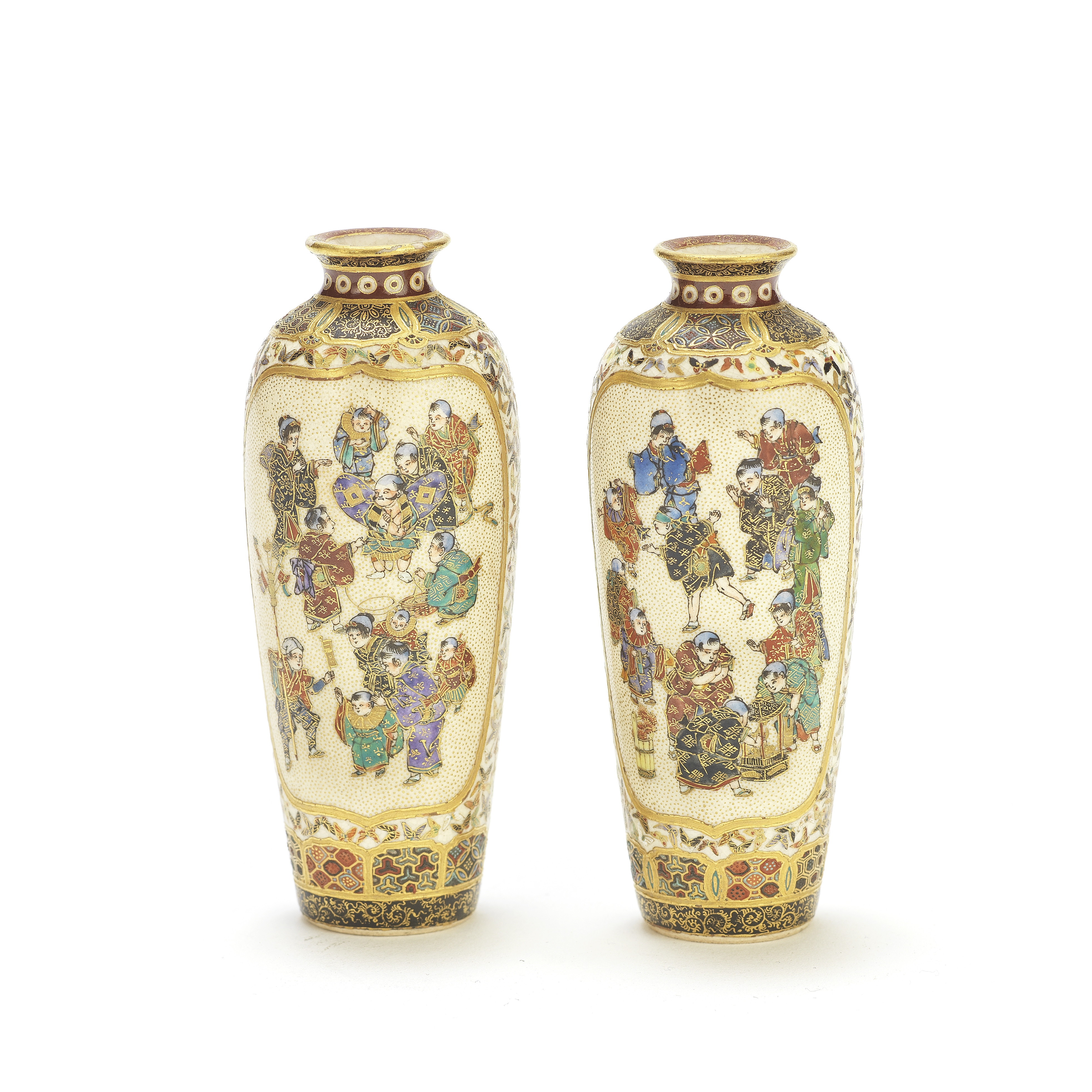 A PAIR OF MINIATURE SATSUMA VASES By Yabu Meizan (1853-1934), Meiji Period (2)